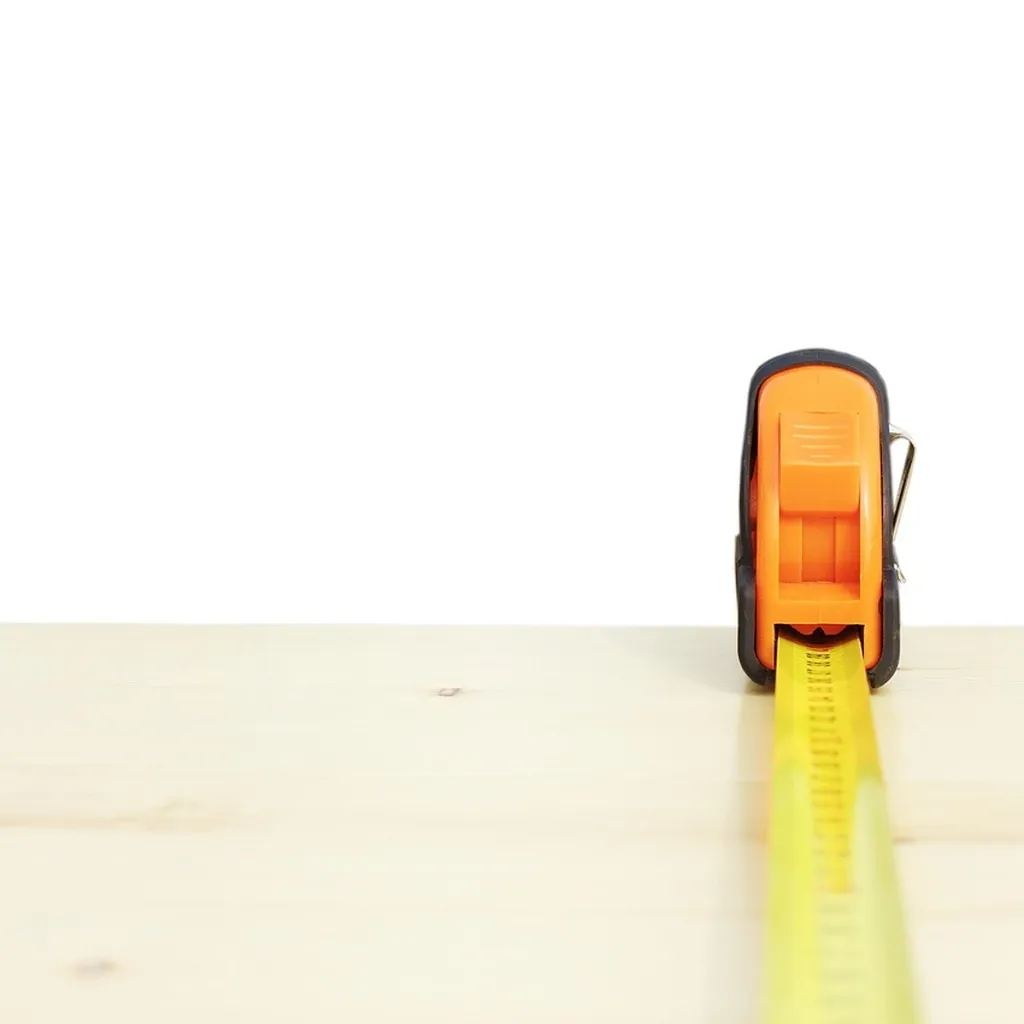 Marking frame stock to length before cutting A steel tape measure extended along a length of pale pine, marking a cut position.