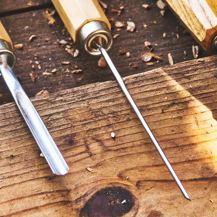 Hand tools on a workbench Assorted woodworking hand tools including edge tools on a workbench