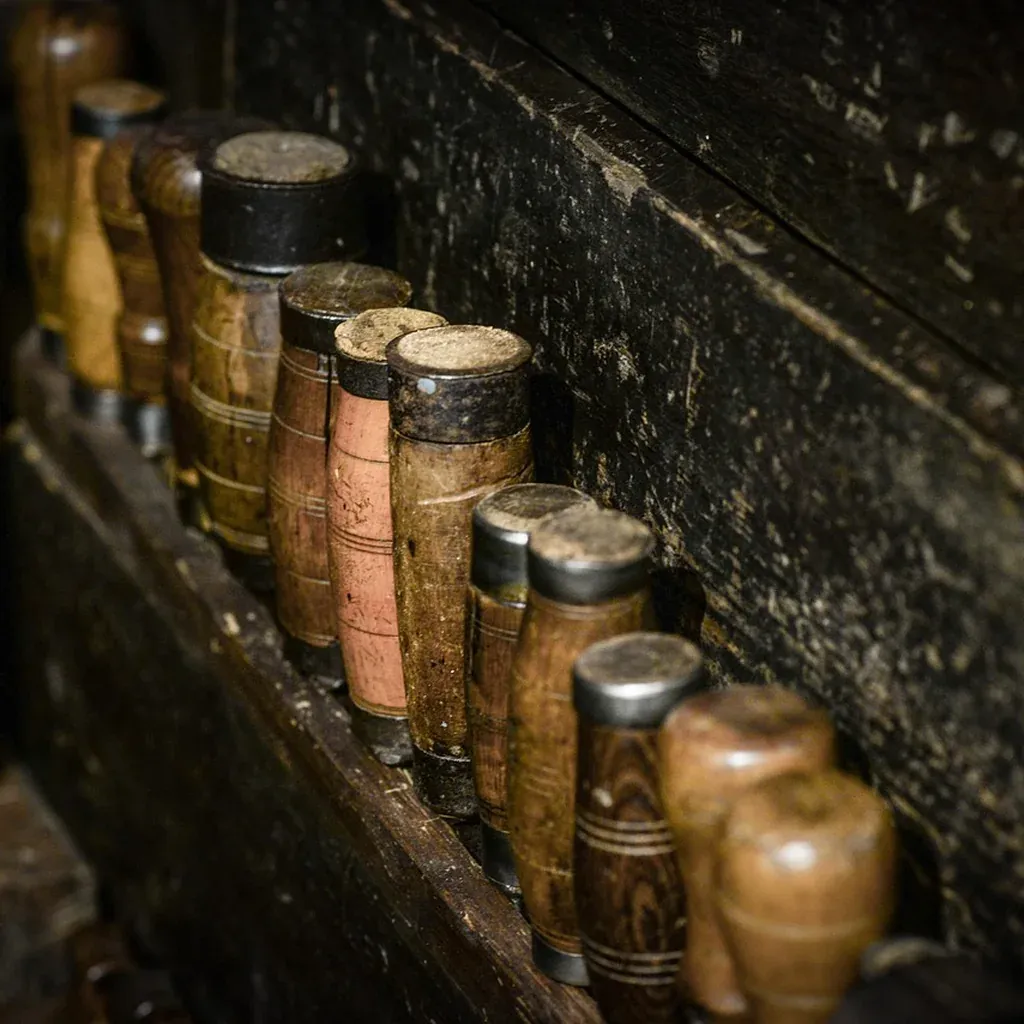 Storing sharp tools safely Sharp wood chisels stored together on a workbench