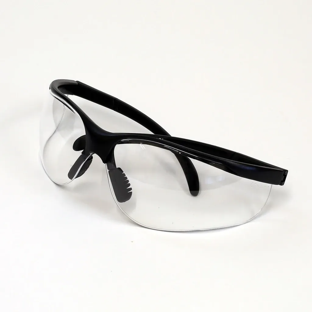 Z87-rated safety glasses Close-up of protective safety glasses with clear lenses